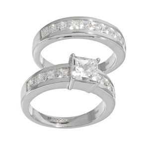 Sterling Silver 3.29 CTW Sim. Diamond wedding RG